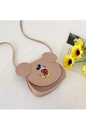 Mickey mouse desenli kulaklı deri kapaklı çapraz çocuk çanta