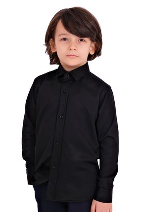 Erkek Çocuk Düz Siyah Renk Gömlek