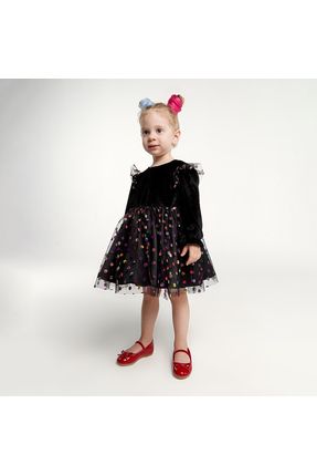Kız Bebek Renkli Puantiye Detaylı Elbise