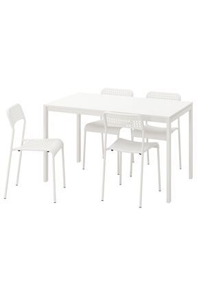 mutfak masası takımı, beyaz-siyah, 4 sandalyeli- beyaz, 4 sandalyeli