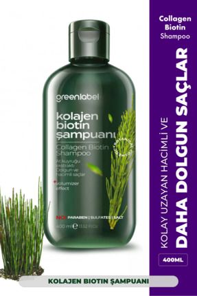 Greenlabel Kolajen Ve Biotin Parabensiz Hacim Verici Şampuan 400ml