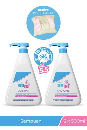 Peluş Çanta Hediyeli 2 Adet 500 ml Bebek Şampuan Seti