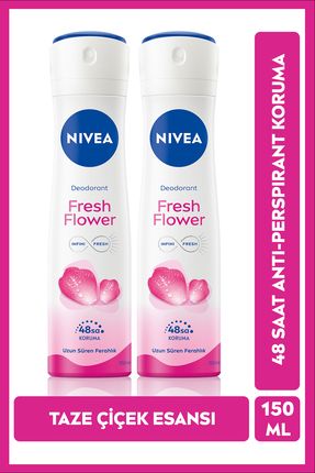 Kadın Sprey Deodorant Fresh Flower 150 ml x2Adet, 48 Saat Koruma, Hızlı Kuruma, Uzun Süren Ferahlık