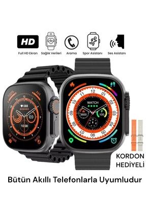 Watch 8 Ultra 45mm 1.99 inç 2023 Tüm Telefonlarla Uyumlu Akıllı Saat Kordon Hediyeli