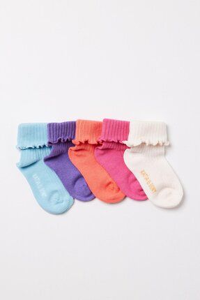 Kız Bebek Şeritli 5'Li Soket Çorap