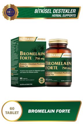 Bromelain Forte 60 Tablet - Bromelain Krom Probiyotik750 Mg