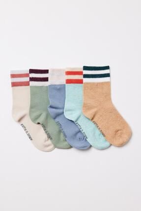 Bebek 5'li Çizgili Soket Çorap