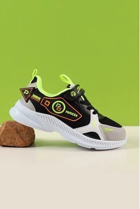 Çocuk Siyah-Yeşil Anatomik Rahat Taban Spor Ayakkabı