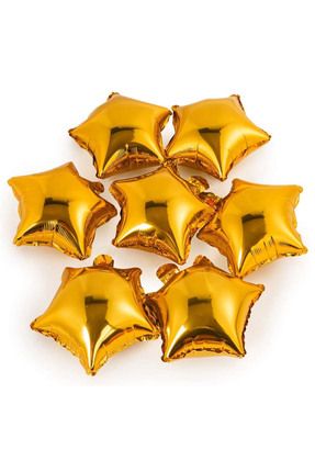 12 Adet Minik Boy 25 Cm 10 Inç Gold Altın Sarısı Yıldız Folyo Balon Set