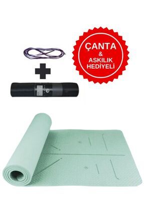 Ekstra Konforlu Yoga Matı - 8mm Kalınlık, Ekolojik Tpe Pilates Egzersiz Minderi Su Yeşili
