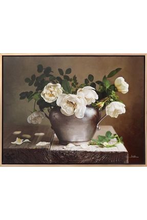 Beyaz Güllerin Melodisi Siparişe Özel Yağlı Boya Tablo