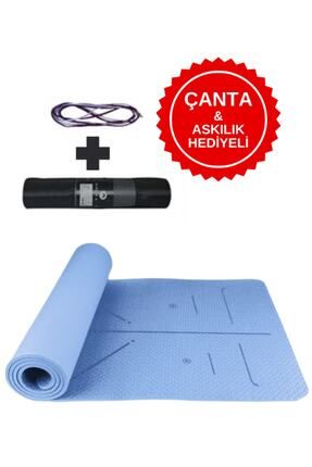 Ekstra Konforlu Yoga Matı - 8mm Kalınlık, Ekolojik Tpe Pilates Egzersiz Minderi Mavi