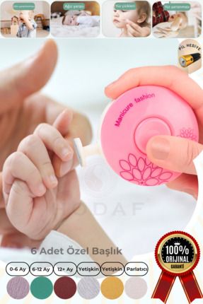 Yenidoğan Bebek Tırnak Törpüsü Pilli 6 Başlıklı Çocuk Tırnak Parlatıcı Tırnak Makası Manikür Seti