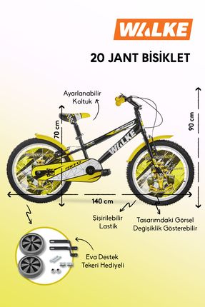 Mito 20 Jant Çocuk Bisikleti Sarı Eva Destek Tekeri Hediyeli