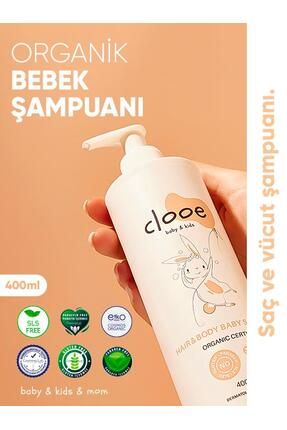 Clooe Organik Bebek & Çocuk Saç, Vücut Şampuanı (400ML) - Ph Dengeli, Konak Önleyici