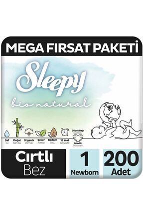 Bio Natural Mega Fırsat Paketi Bebek Bezi 1 Numara Newborn 200 Adet