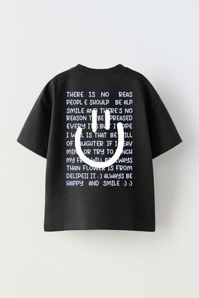 Erkek Çocuk Oversize Gülen Yüz Sırt Baskılı Tişört T-Shirt
