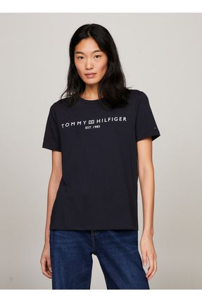 Tommy Hilfiger Bisiklet Yaka Bask l Lacivert Kad n T Shirt REG CORP LOGO C NK SS Fiyat Yorumlar Trendyol