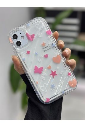 Iphone 11 Uyumlu 3D KABARTMALI Love Stars Baskılı Şeffaf SİLİKON Kılıf
