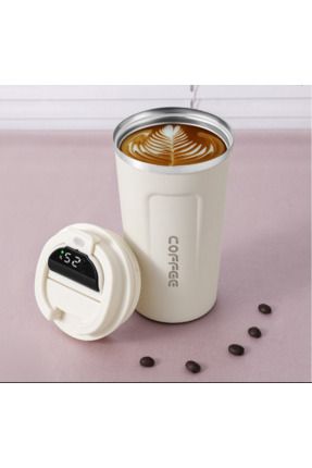 Sıcaklık Göstergeli Paslanmaz Çelik Vakum İzoleli Mug Kahve Kupa 510ML Termos