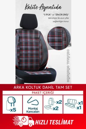 Ekose Volkswagen Polo Serisi Ultra Luks Oto Koltuk Kilifi Kirmizi siyah Fiyat Yorumlar Trendyol