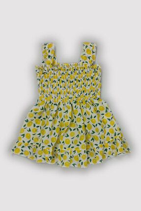 Bebek Çocuk Kiz Yazlik Dokuma Kiraz Çilek Limon Portakal Meyveli Meyve Lastikli Elbise Jile 13123