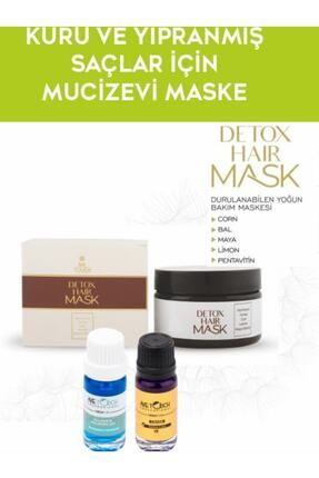 Detox Hair Maske & Caviar Detox Care Ekstrat & Collagen & Hyaluronik Asit Ekstrat Saç Bakım Seti