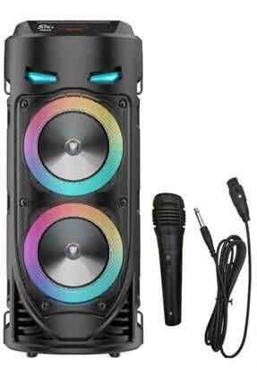 Karaoke Mikrofonlu Bluetooth Hoparlör Led Işıklı Fm Radyolu Taşınabilir Kablosuz Speaker