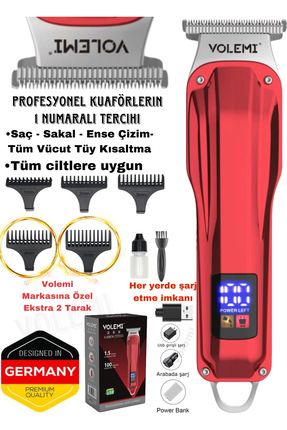 Volemi 0087 Profesyonel Şarj Göstergeli Saç Sakal Lazer Öncesi Tüm Vücut Tıraş Makinesi