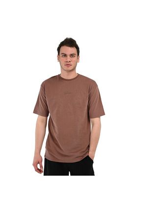 Nove Erkek Kahverengi Günlük Stil T-Shirt 24YETL18D06-KHV