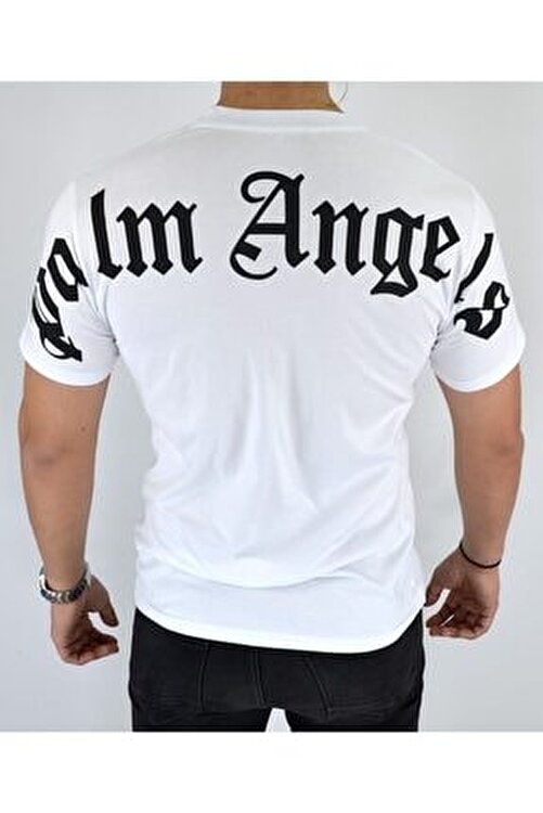 Palm Angels Erkek Beyaz Yazı Baskılı T 