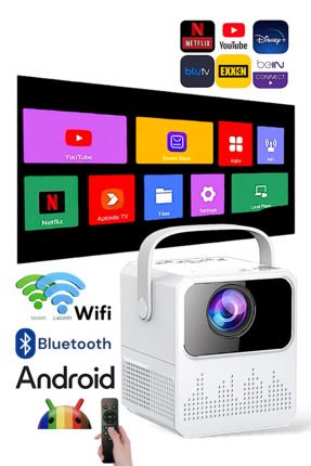 Projeksiyon Ev Sineması Bluetooth Wifi Akıllı Android Tv 1080p Hoparlör Smart 4k Youtube Türkçe