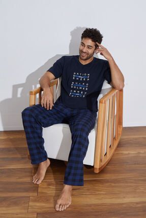 Ekoseli Penye Erkek Süprem (Yazlık) Pijama Takımı