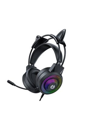 RGB Oyuncu Kulaklığı 360 Derece Mikrofonlu Gamer Headset Kedili Kulaklık