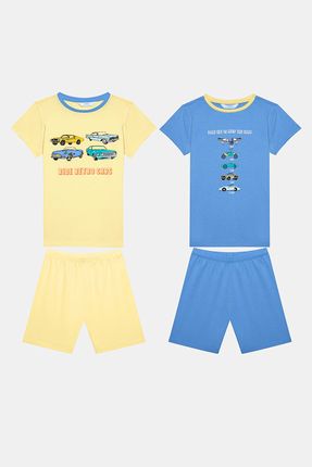 Erkek Çocuk Retro Cars Ço Renkli 2li Pijama Takımı
