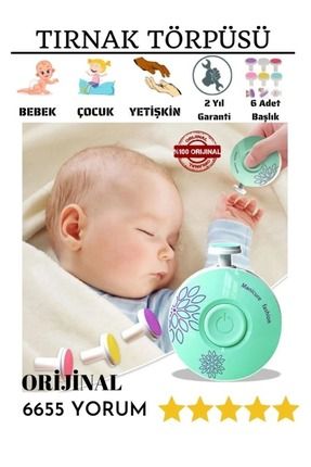 Yenidoğan Bebek Tırnak Törpüsü Pilli 6 Başlıklı Çocuk Tırnak Parlatıcı Tırnak Makası Manikür Seti