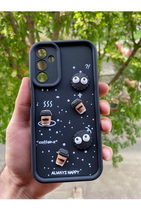 Samsung Galaxy S23 Fe Uyumlu Kılıf 3D Kamera Korumalı Coffe Kurabiye Kabartmalı Silikon Kapak