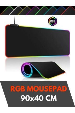 90x40 Rgb Mouse Pad Led Işıklı Baskısız Siyah Renk Gaming Mousepet 90x40cm