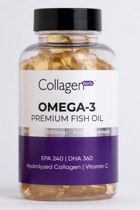 Omega-3 Premium Fish Oil 90 Softgel X 1000mg, Balık Yağı, Hidrolize Kolajen & Vitamin C