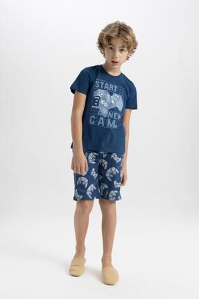 Erkek Çocuk Baskılı Kısa Kollu Şortlu Pijama Takımı C2775A824SM