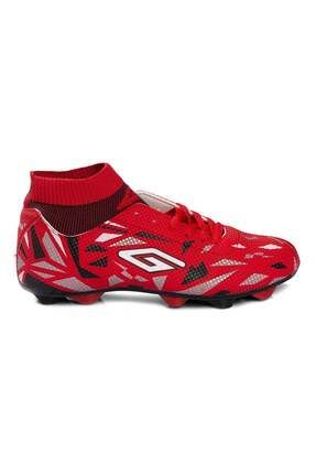 Dugana Bilekli Çoraplı Çim Saha Dişli Halısaha Krampon Futbol Ayakkabısı 2303 Kırmızı