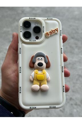 iPhone 14 Pro Max Kılıf Kabartmalı Çizgi Film Karakter Köpek Dog Emoji Baby Rich Pati Figür Renkli