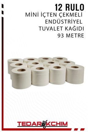 Mini İçten Çekmeli Endüstriyel Tuvalet Kağıdı 12 Rulo (70 Metre)