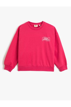 Basic Sweatshirt Baskılı Detaylı Uzun Kollu Bisiklet Yaka