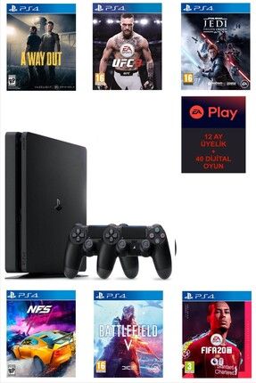 PlayStation 4 Slim 500 GB +Yenilenmiş + 1 Yıllık EA Play Üyeliği + 44 Oyun