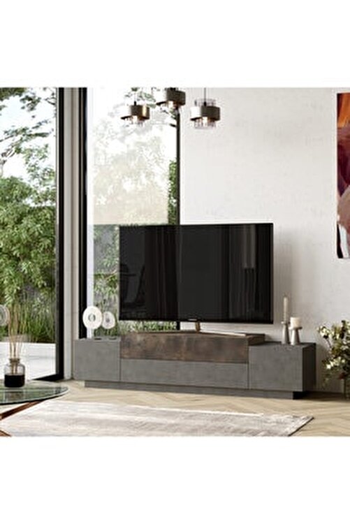 Yurudesign bronz  Floyd Tv Ünitesi 160cm Beton Fd1-gp Tv Sehpası 2