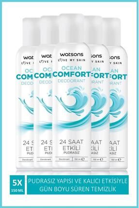 Ocean Comfort 24 Saat Etkili Pudrasız Deodorant Sprey 150 ml X5 Adet