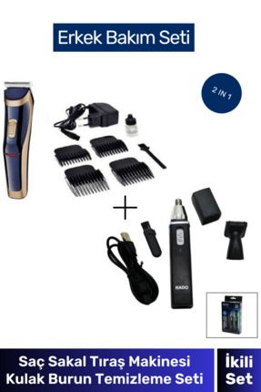 Özel Seri Saç Sakal Şekillendirici Saç Tıraş Makinesi&Kulak Burun Temizleme İkili Set