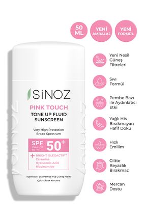 Spf50 Pink Touch Aydınlatıcı Fluid Güneş Kremi Yeni Nesil Güneş Filtreleri Hibrit Formül 50ml