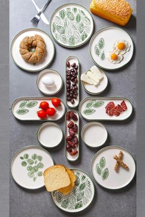 14 Parça 6 Kişilik Handmade Yaz Desen Kahvaltı Takımı - Lüx Kahvaltılık Sunum Seti